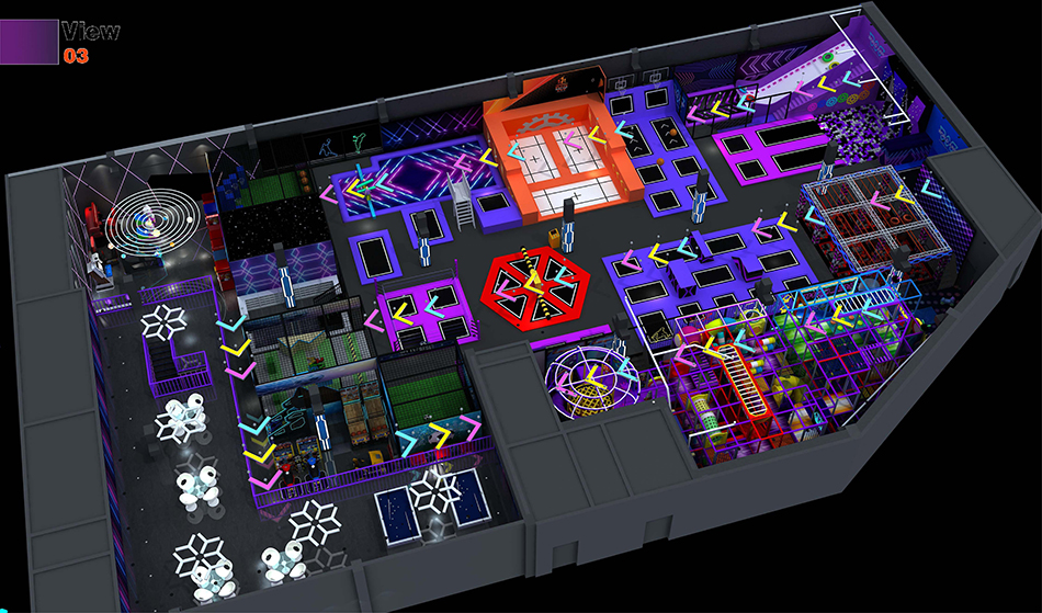 BJ-JD001 - Light up trampoline park - Trampoline Park | Bluejayset Playground Heaven