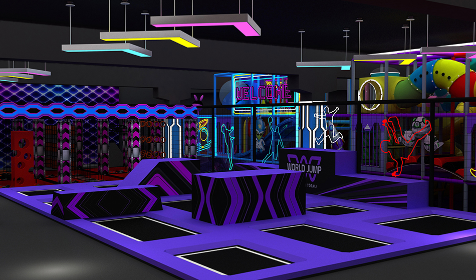 BJ-JD001 - Light up trampoline park - Trampoline Park | Bluejayset Playground Heaven
