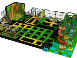 Trampoline area with soft playground – Trampoline Park Systems | Bluejayset Playground Heaven
