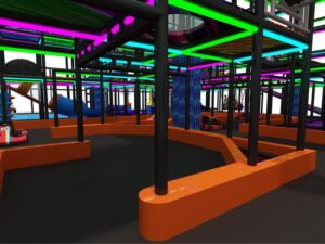 Jumping park with indoor playground