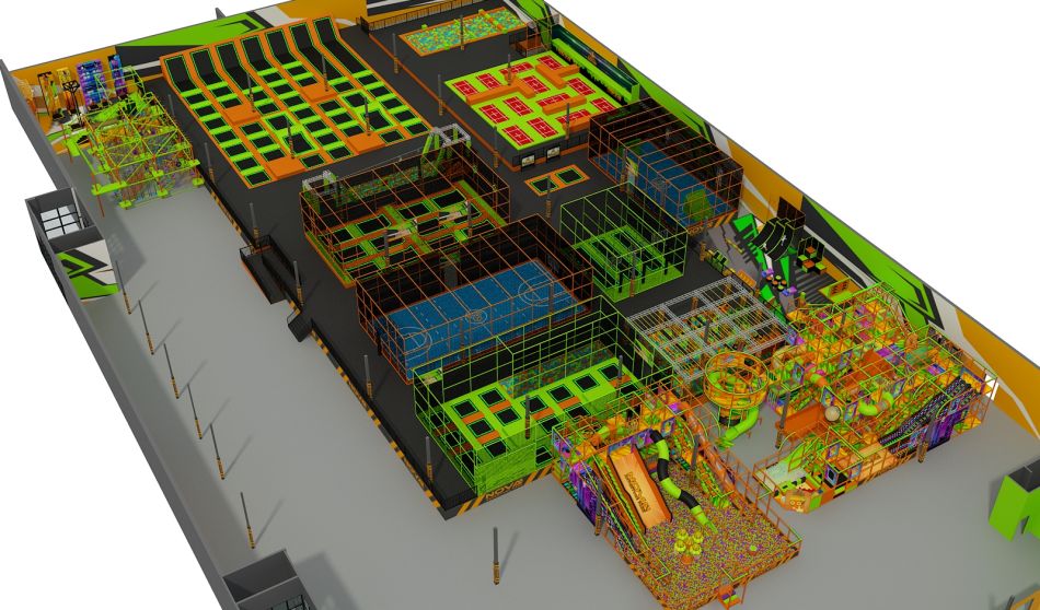 BJ-JB002 - Super larger trampoline park - Trampoline Park | Bluejayset Playground Heaven