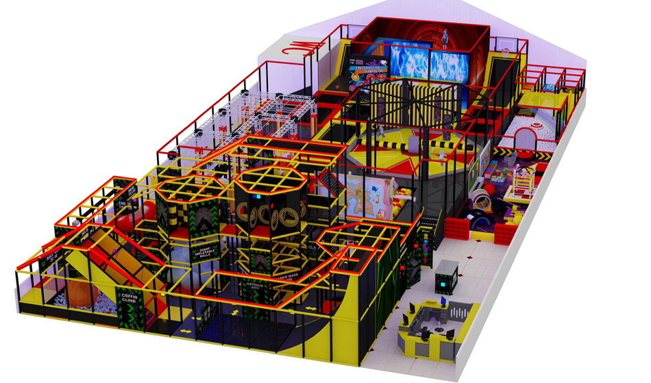 BJ-B1626 - Tag Area with TrampolineÂ Park - Indoor Playgrounds | Bluejayset Playground Heaven