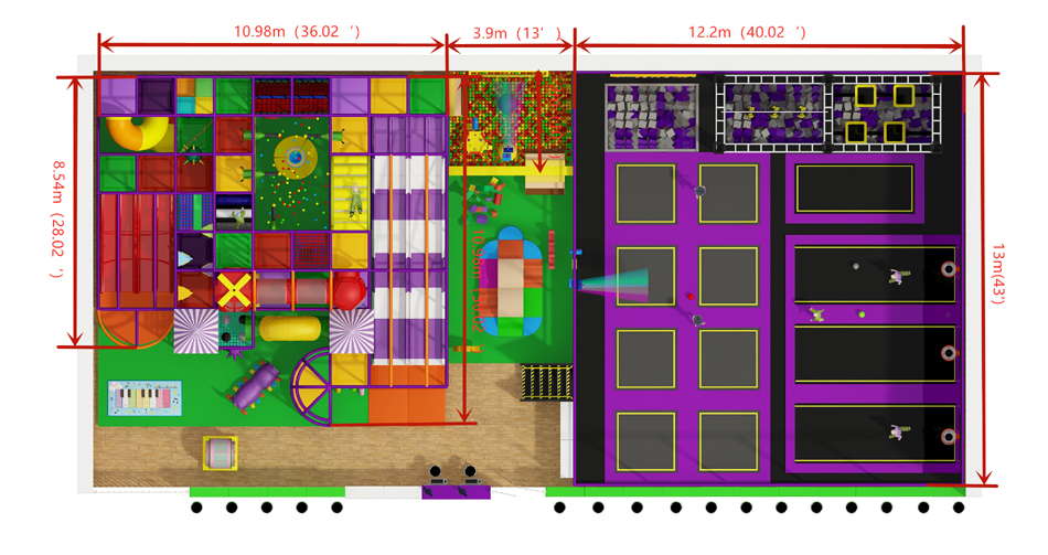 BJ-JA037-2567 - Trampoline area for birthday party - Trampoline Park | Bluejayset Playground Heaven