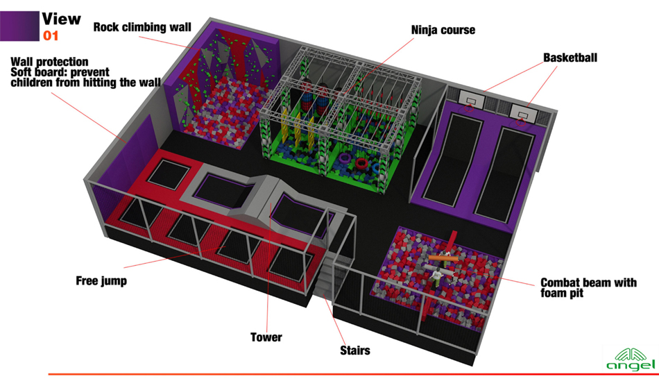 BJ-JC004 - trampoline gym - Trampoline Park | Bluejayset Playground Heaven