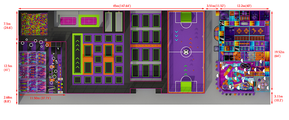 BJ-JA036 - Big trampoline park - Trampoline Park | Bluejayset Playground Heaven