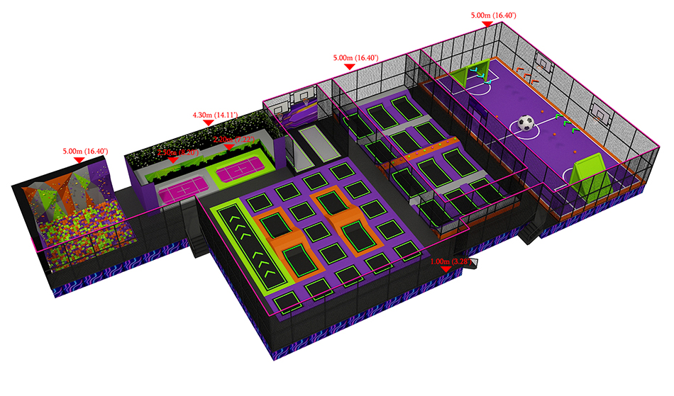 BJ-JA036 - Big trampoline park - Trampoline Park | Bluejayset Playground Heaven