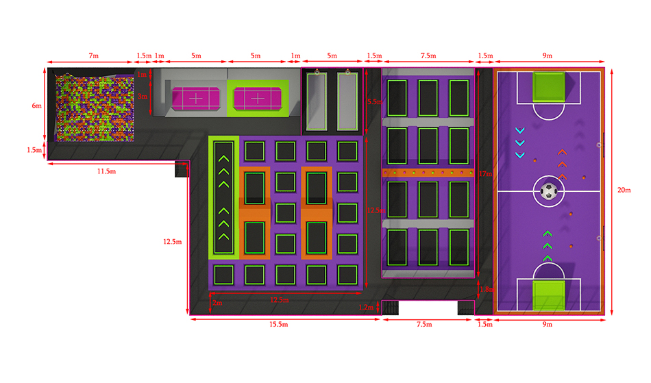 BJ-JA036 - Big trampoline park - Trampoline Park | Bluejayset Playground Heaven