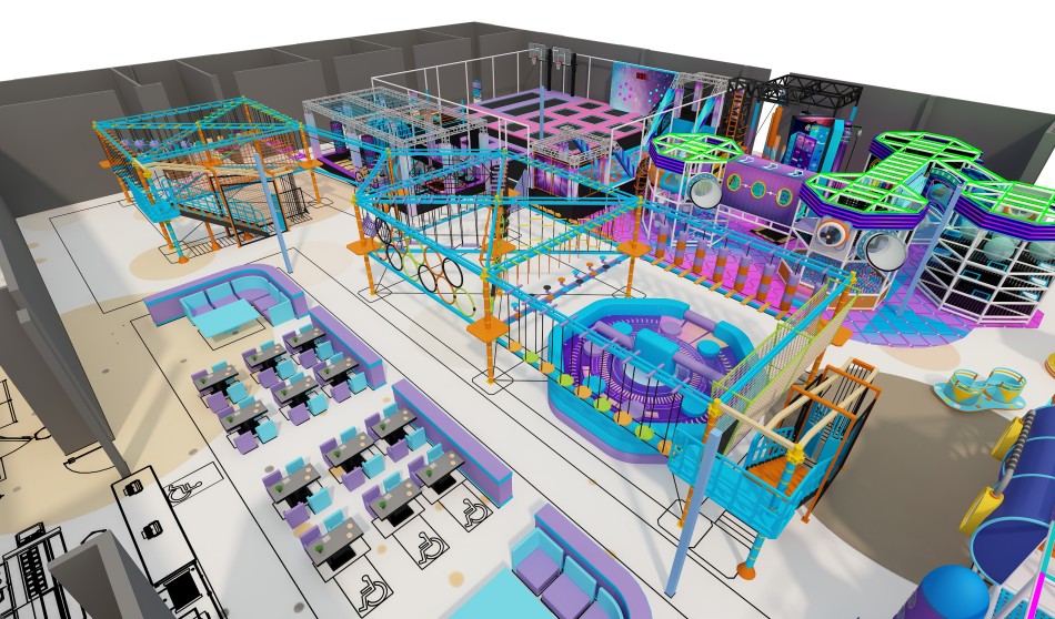 BJ-JB034 - Bright color indoor play center - Trampoline Park | Bluejayset Playground Heaven