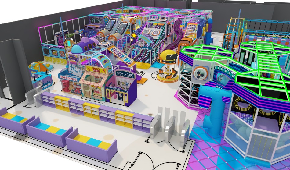 BJ-JB034 - Bright color indoor play center - Trampoline Park | Bluejayset Playground Heaven