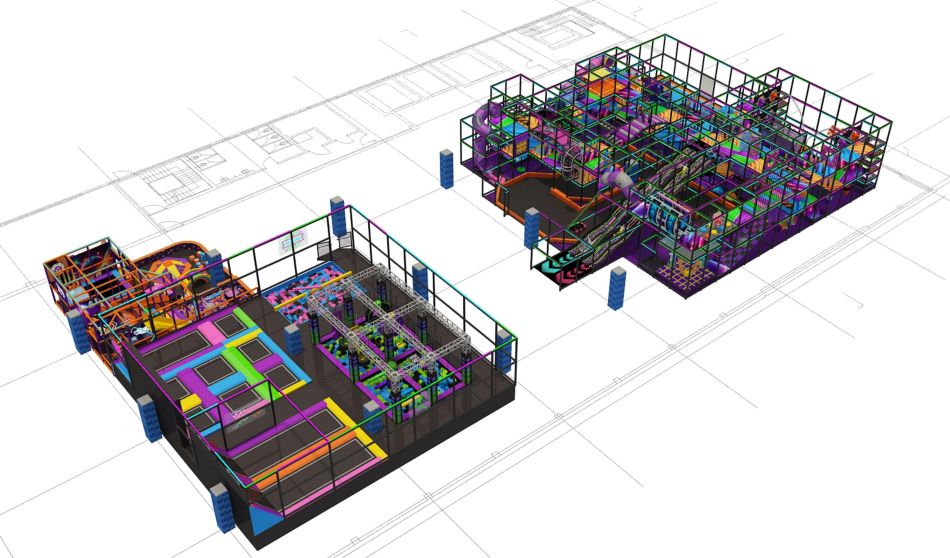 BJ-JD023 - Jumping park with indoor playground - Trampoline Park | Bluejayset Playground Heaven