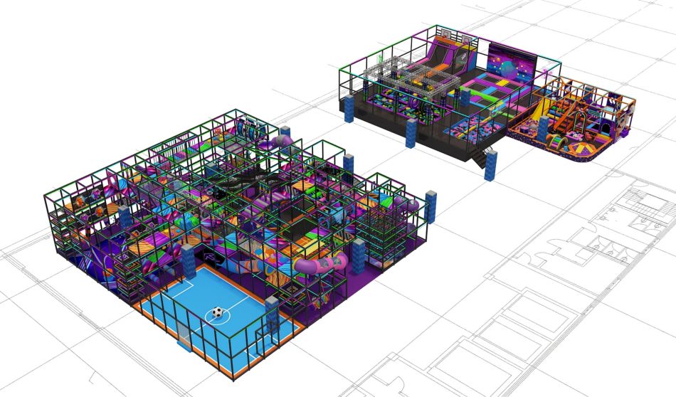 BJ-JD023 - Jumping park with indoor playground - Trampoline Park | Bluejayset Playground Heaven
