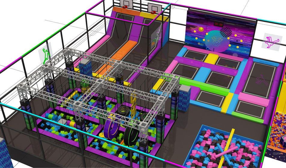 BJ-JD023 - Jumping park with indoor playground - Trampoline Park | Bluejayset Playground Heaven