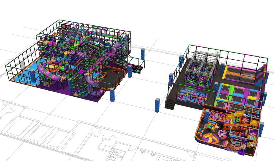 BJ-JD023 - Jumping park with indoor playground - Trampoline Park | Bluejayset Playground Heaven