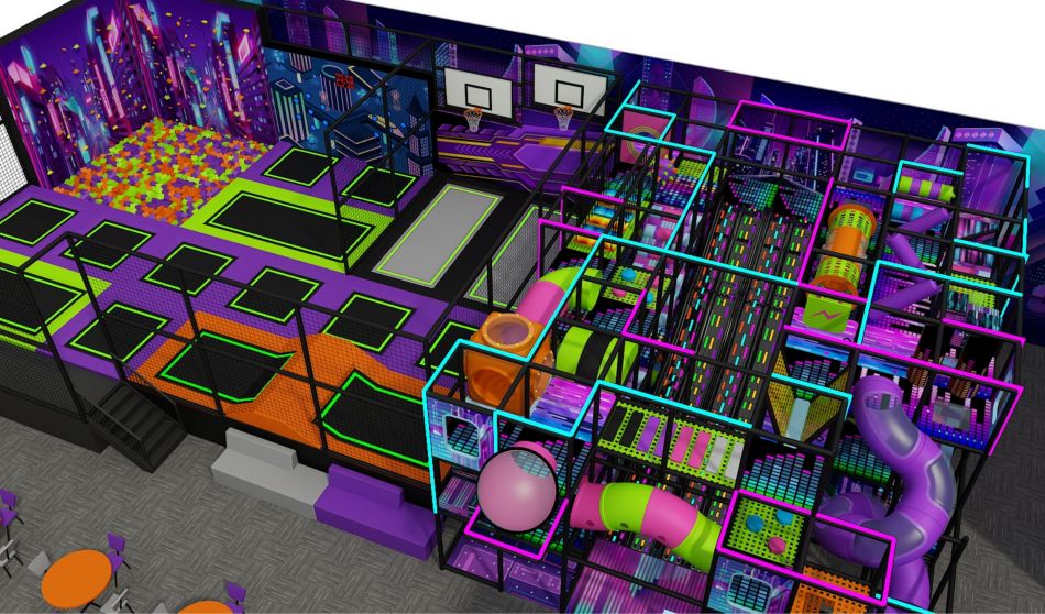 BJ-JD022 - Jumping park with soft playground - Trampoline Park | Bluejayset Playground Heaven