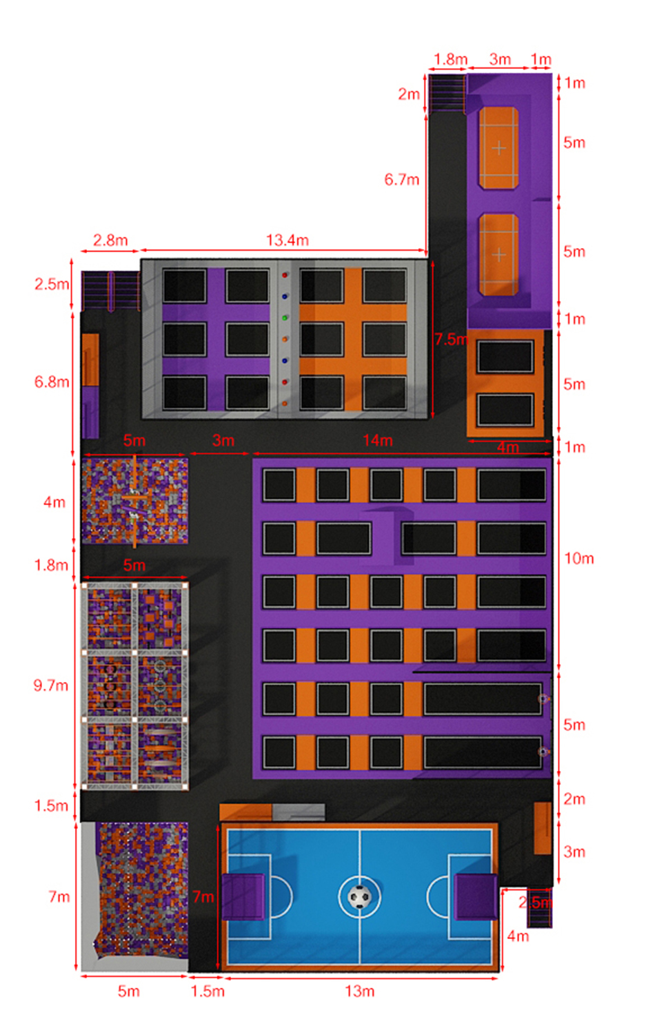 BJ-JB019 - Large trampoline park - Trampoline Park | Bluejayset Playground Heaven