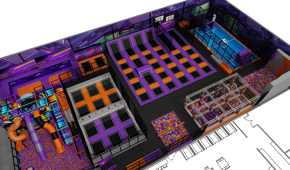 BJ-JB019 - Large trampoline park - Trampoline Park | Bluejayset Playground Heaven