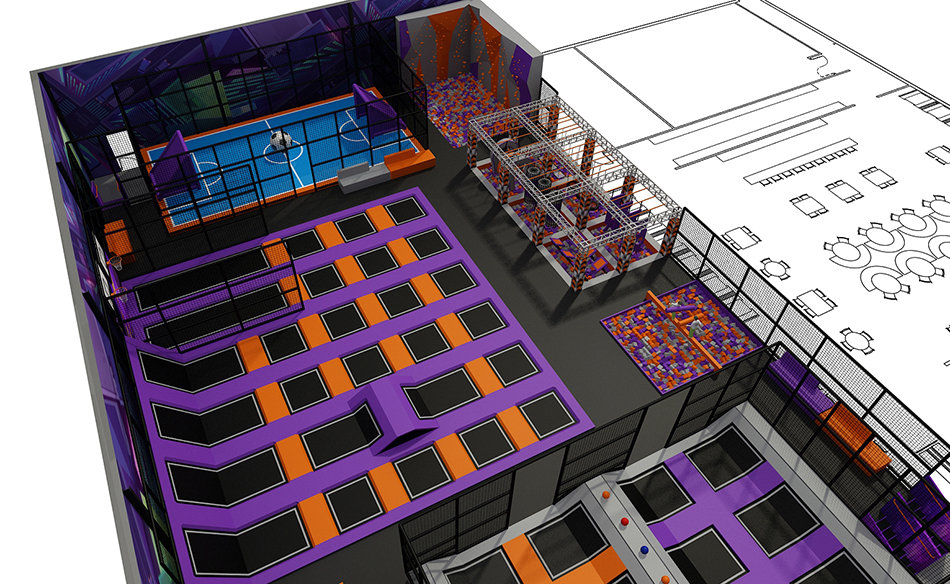 BJ-JB019 - Large trampoline park - Trampoline Park | Bluejayset Playground Heaven