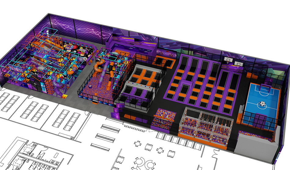 BJ-JB019 - Large trampoline park - Trampoline Park | Bluejayset Playground Heaven