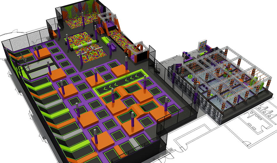 BJ-JA034 - Super adventure trampoline park - Trampoline Park | Bluejayset Playground Heaven
