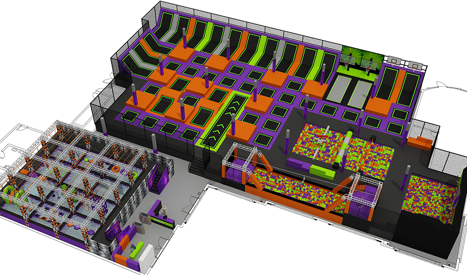 BJ-JA034 - Super adventure trampoline park - Trampoline Park | Bluejayset Playground Heaven