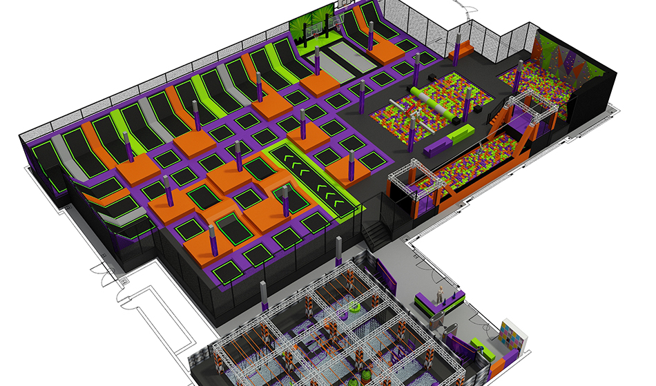 BJ-JA034 - Super adventure trampoline park - Trampoline Park | Bluejayset Playground Heaven