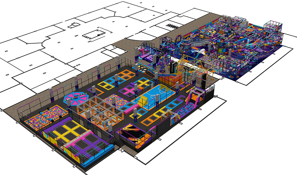 BJ-JB033 - Super larger Family Entertainment Center - Trampoline Park | Bluejayset Playground Heaven