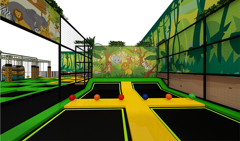 BJ-JD016 - Trampoline area with soft playground - Trampoline Park | Bluejayset Playground Heaven