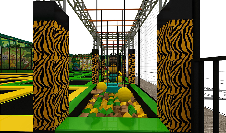 BJ-JD016 - Trampoline area with soft playground - Trampoline Park | Bluejayset Playground Heaven